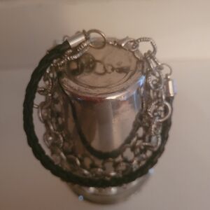 Silver and Black Chain Bracelet